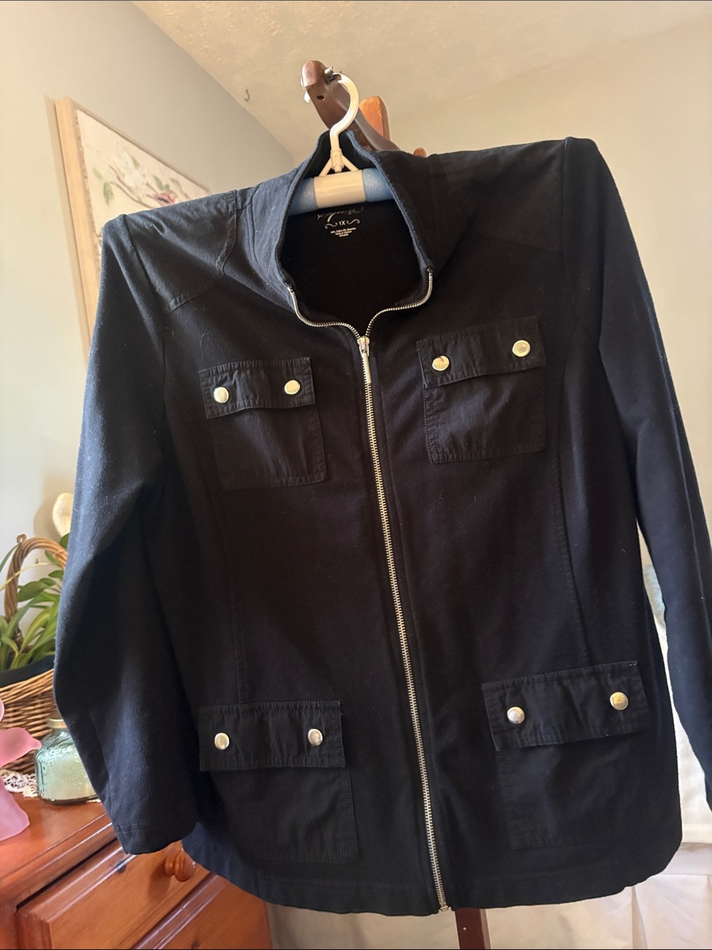 Style & Co. Black Zip-Front Utility Jacket
